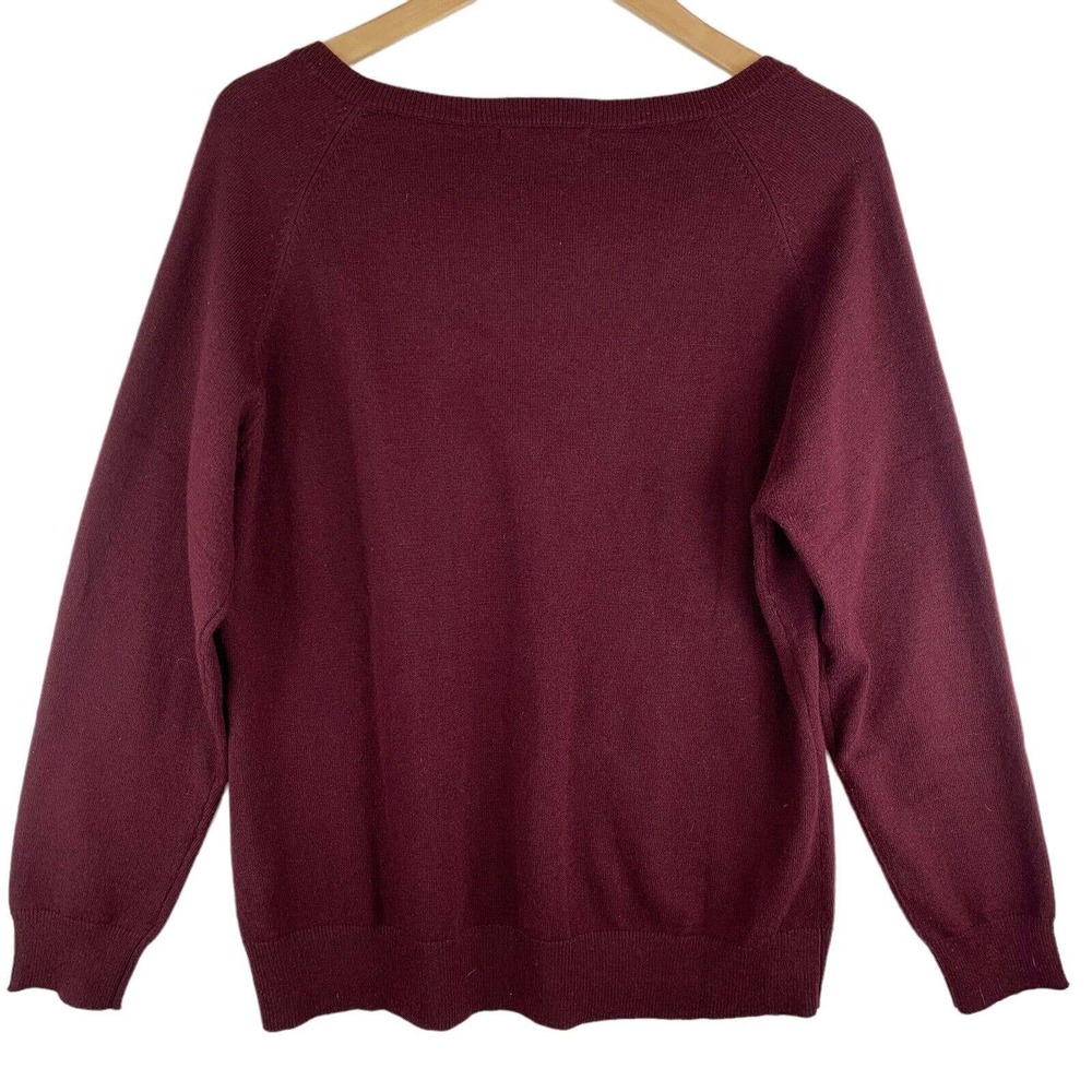 Kallspin Mens Cashmere And Wool Blend V - Neck Sweater. Size Large. Dark‎ Maroon - Picture 2 of 7